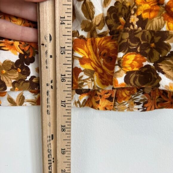 VTG Handmade Women Small Brown White Floral Collared Babydoll Cropped Top Blouse - Picture 8 of 14